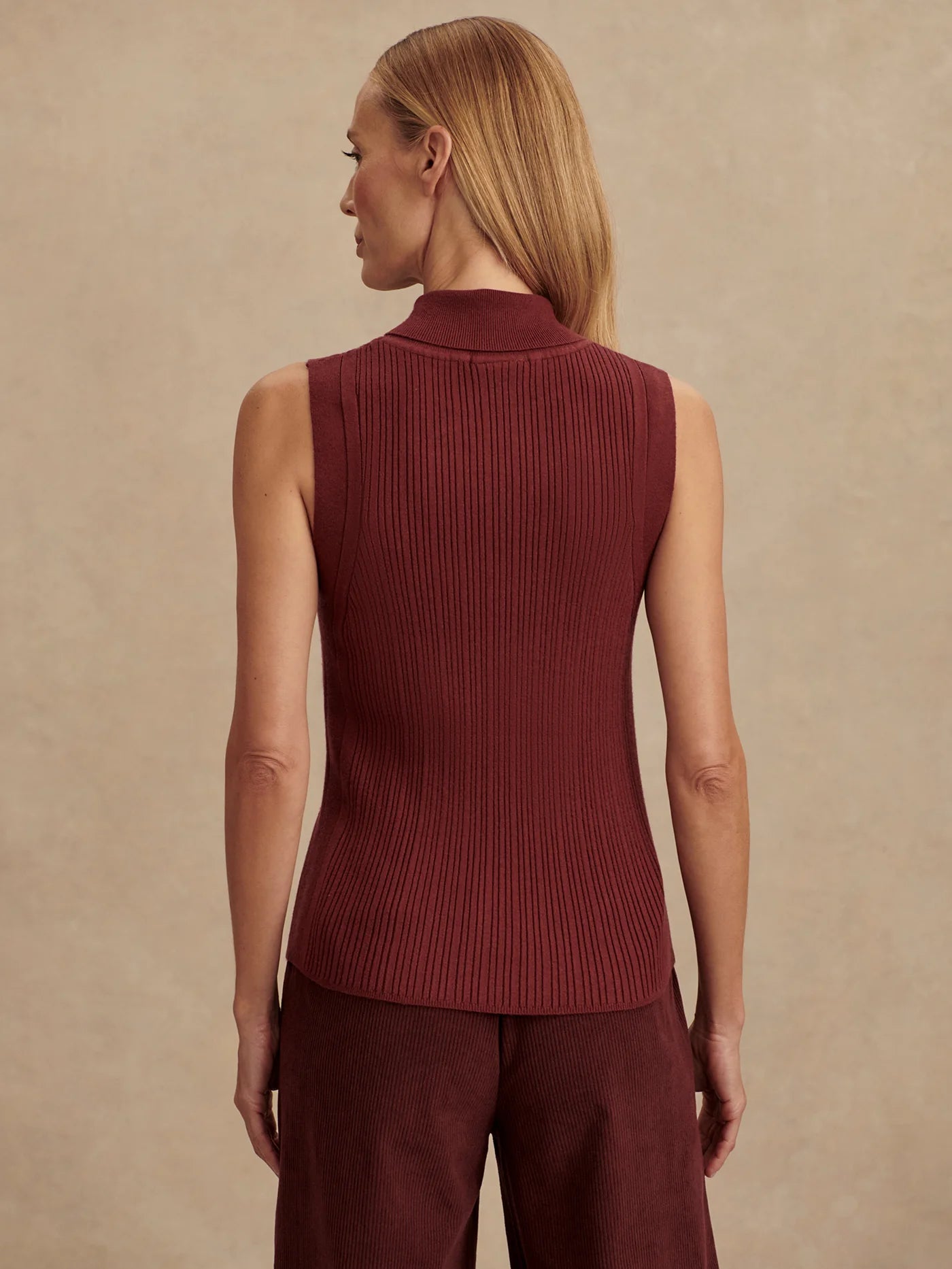 Anastasia Rib Knit Tank-Maroon