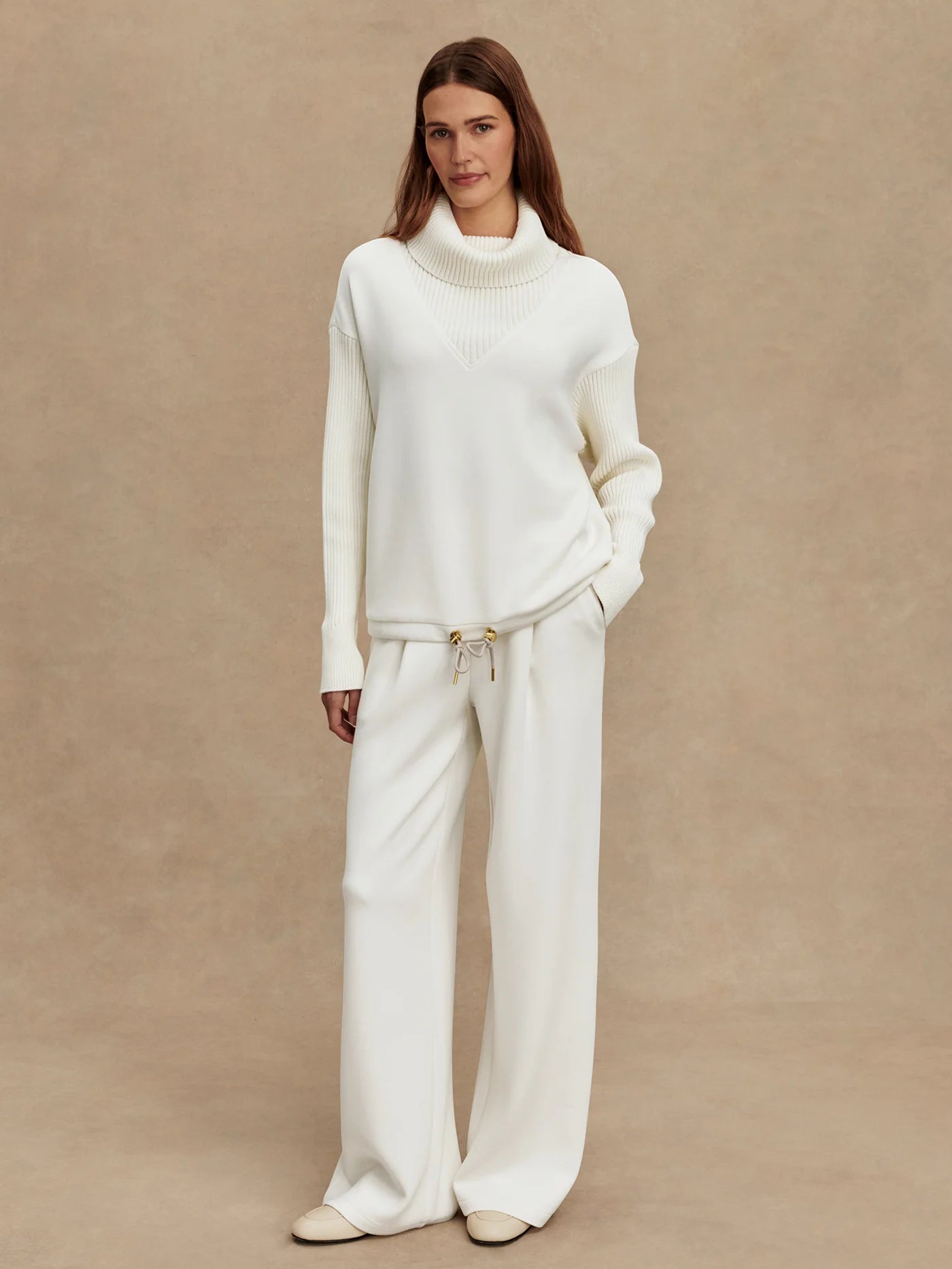 Hannah Cowl Neck Sweat-Egret