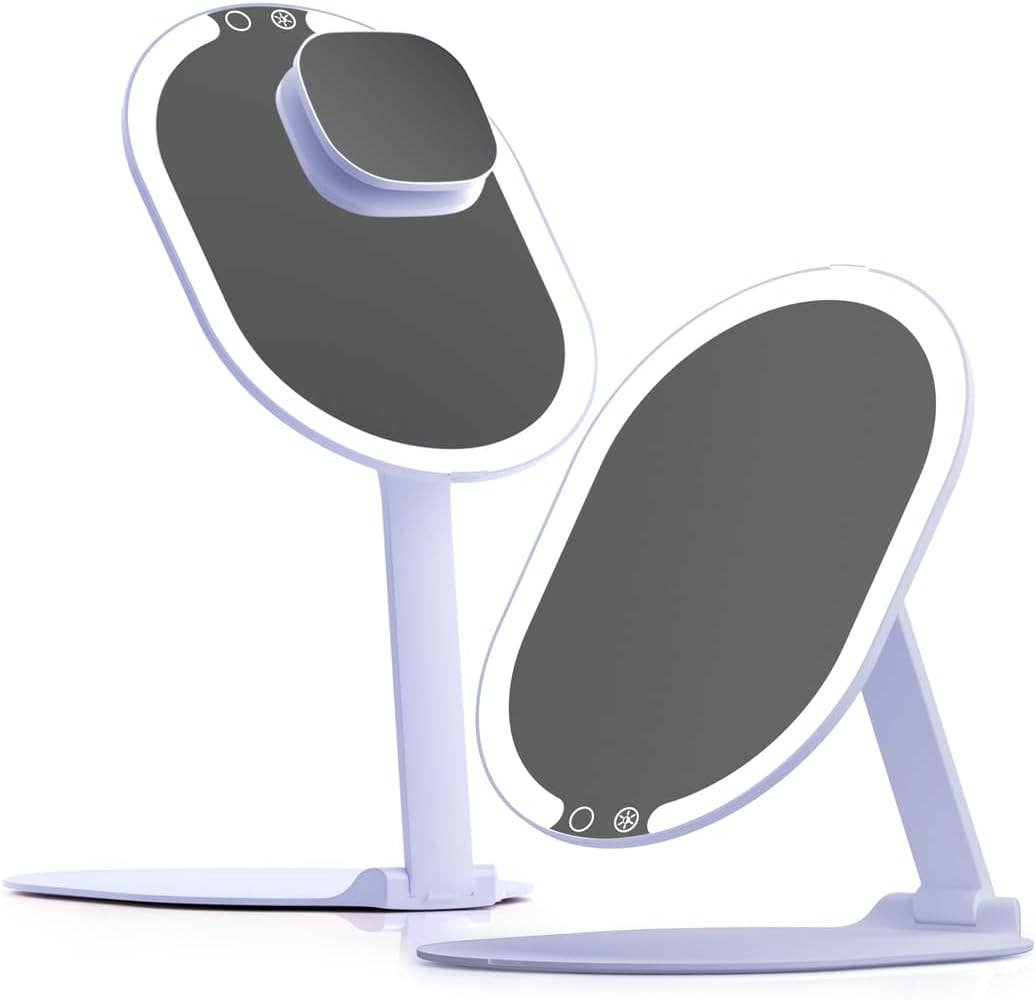 Sara Ultra Slim Foldable Lighted Travel Mirror: Pink