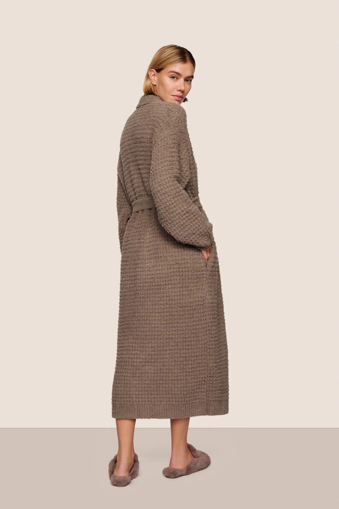 Boucle Waffle Robe- Deep Taupe