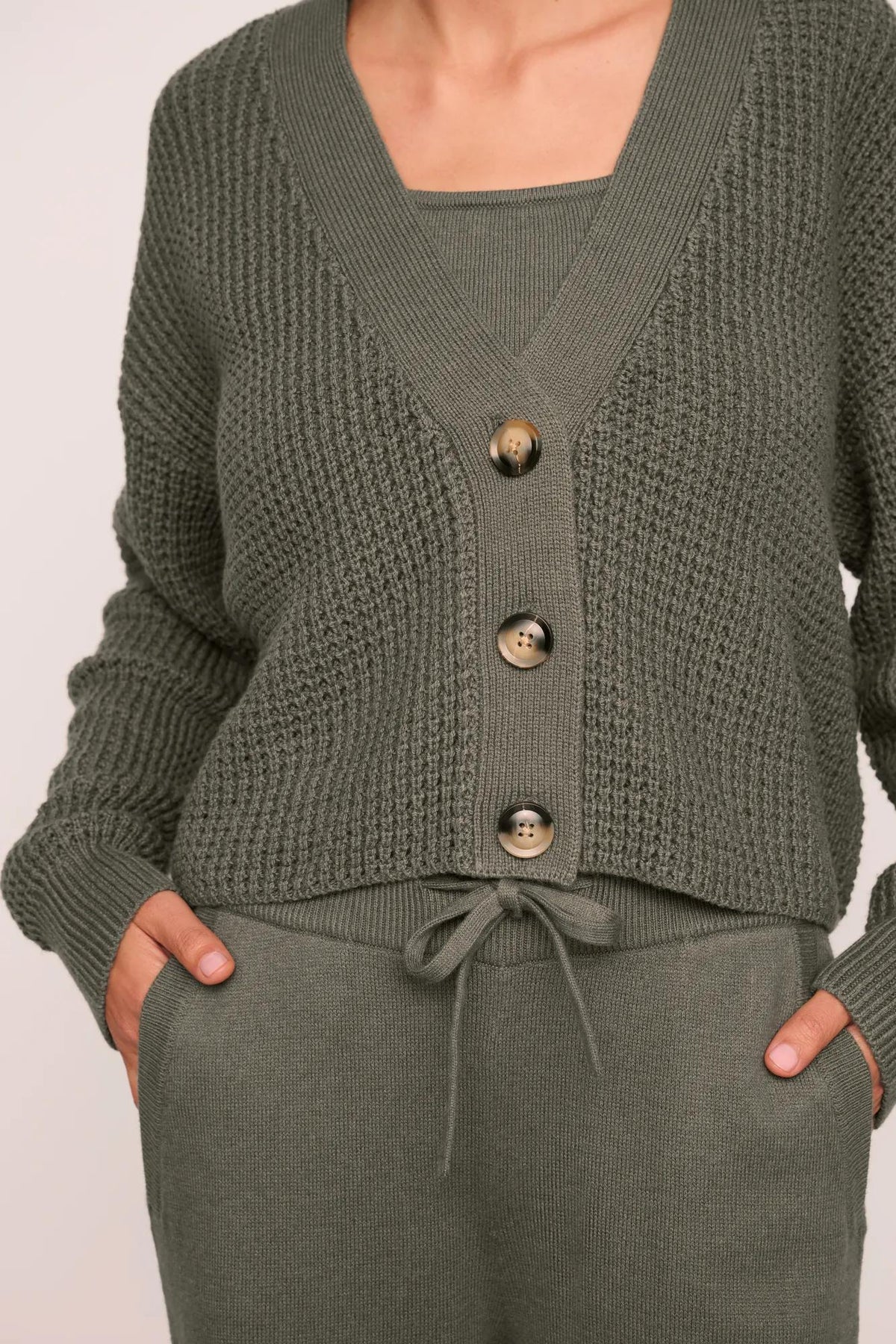 Cropped Cardi Sweater Smokey Olive