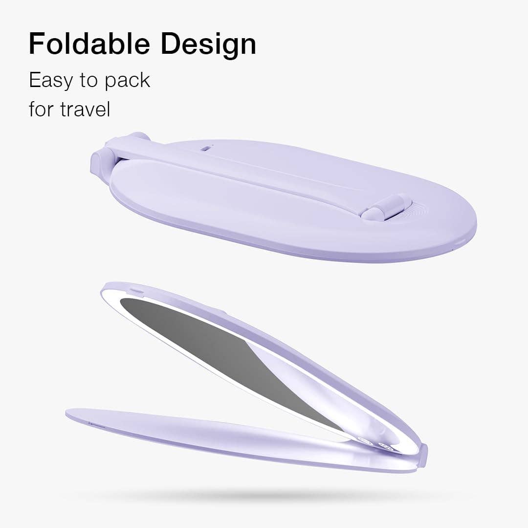 Sara Ultra Slim Foldable Lighted Travel Mirror: Pink