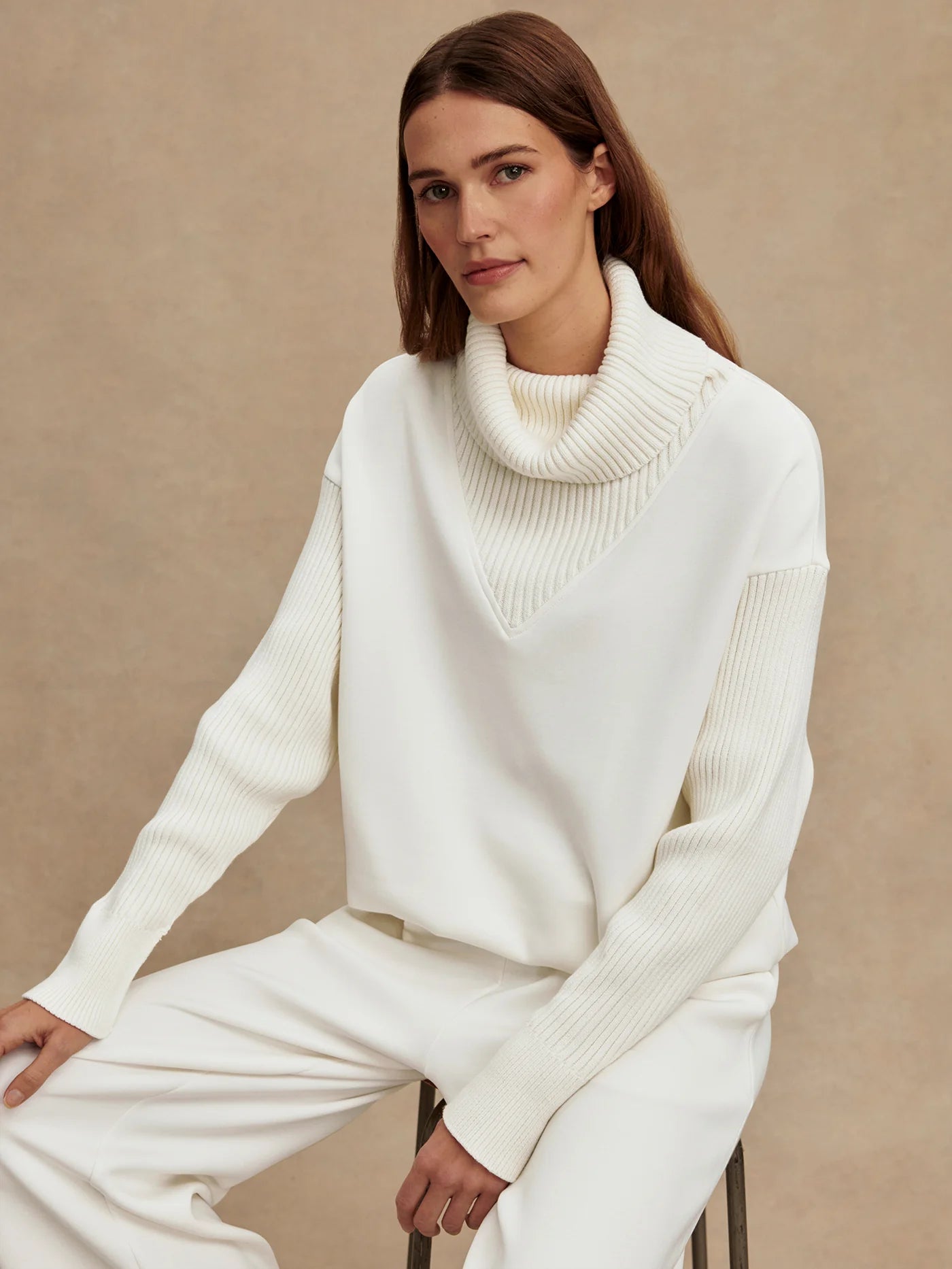 Hannah Cowl Neck Sweat-Egret
