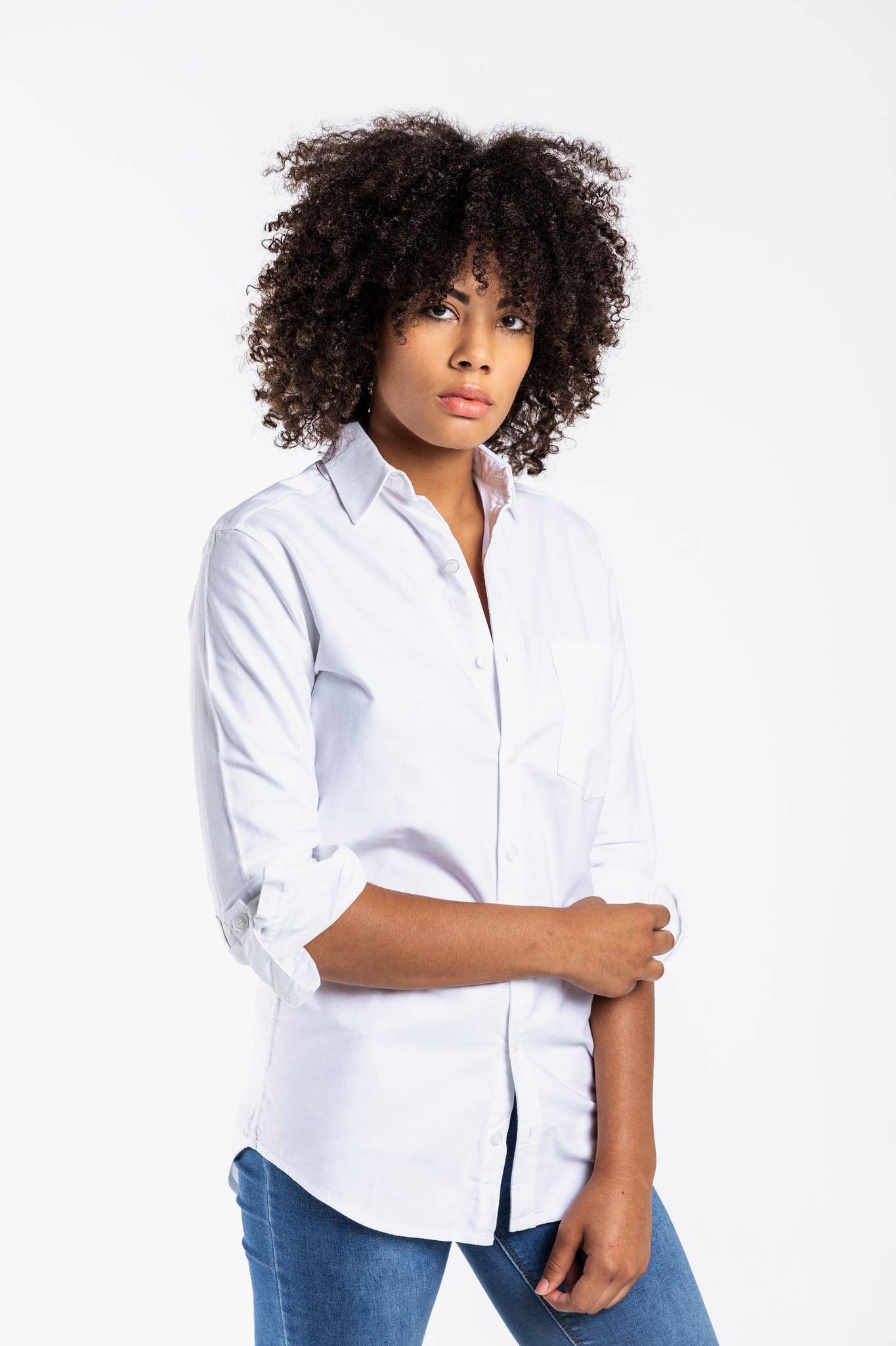 White Oxford Girlfriend Shirt: 4 - (6/8)