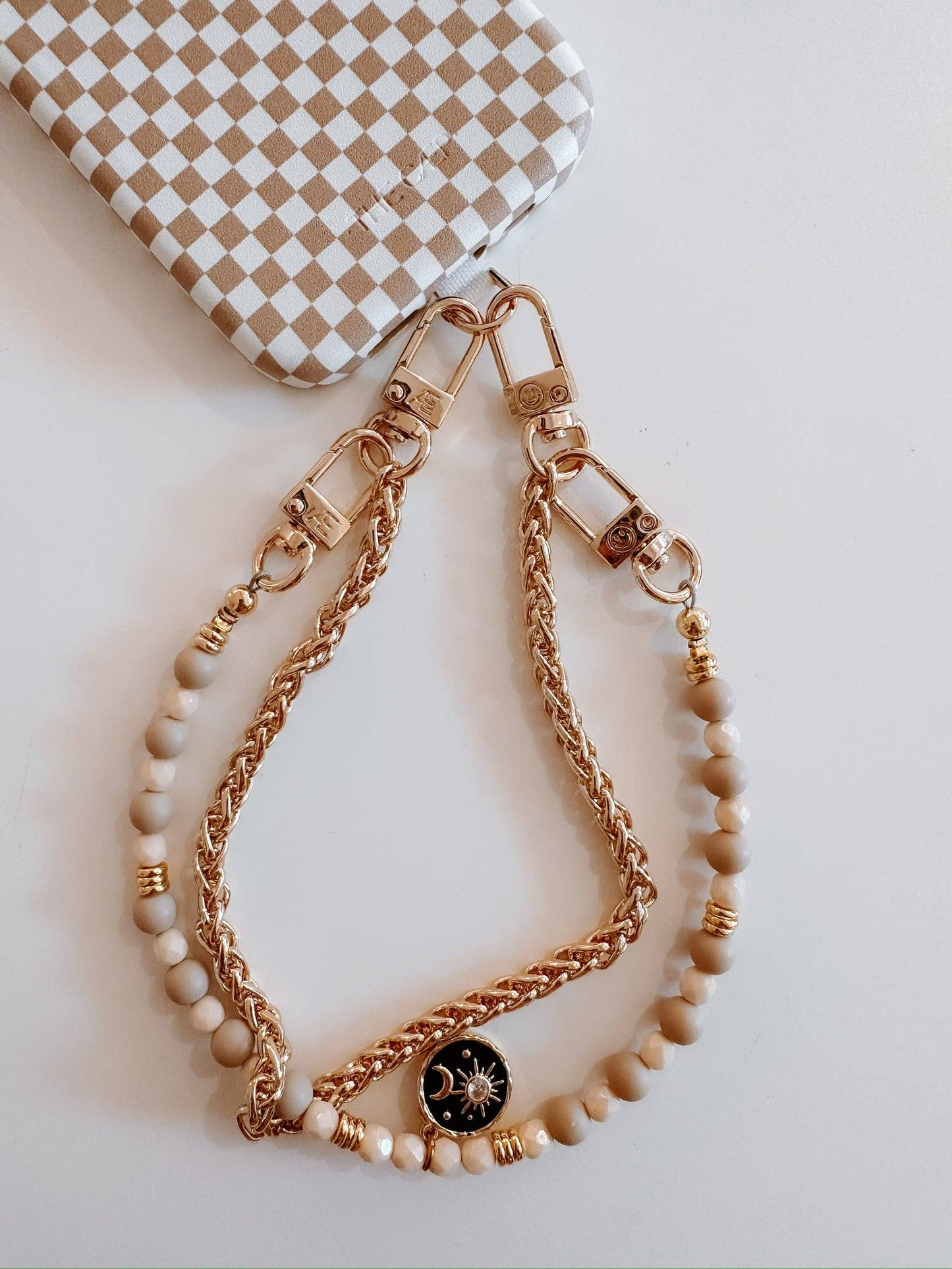 Universal Phone Hitch + Goldi Wristlet: Black Checkered