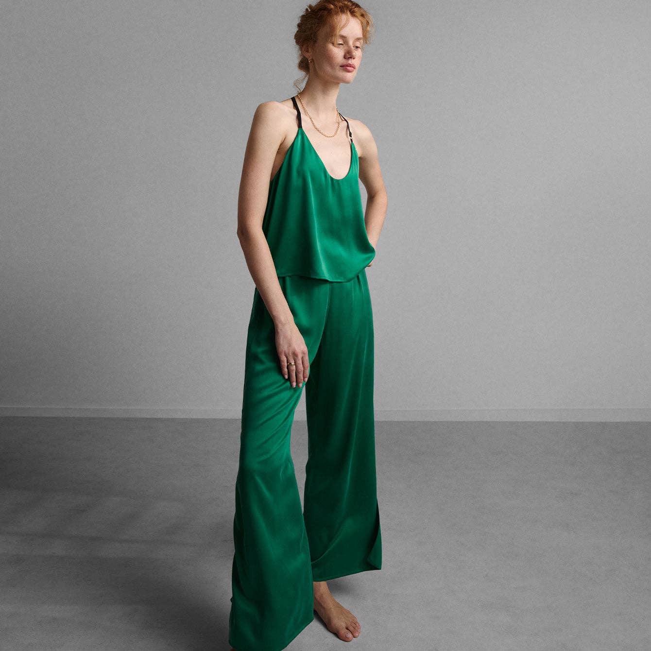 Silk Cami Pant Set GRN