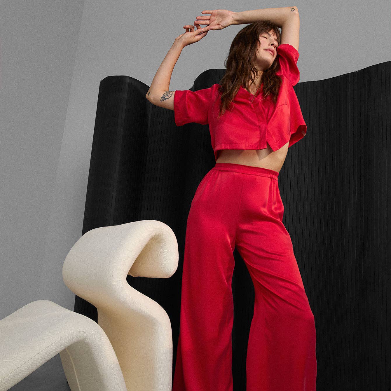 Silk High Rise Pant Set