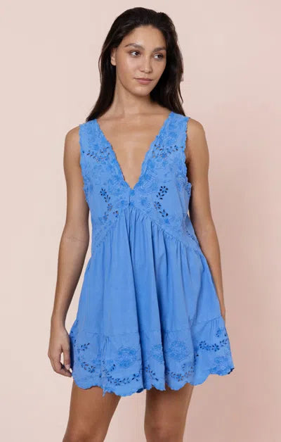 Poplin Mini Dress Ocean Blue