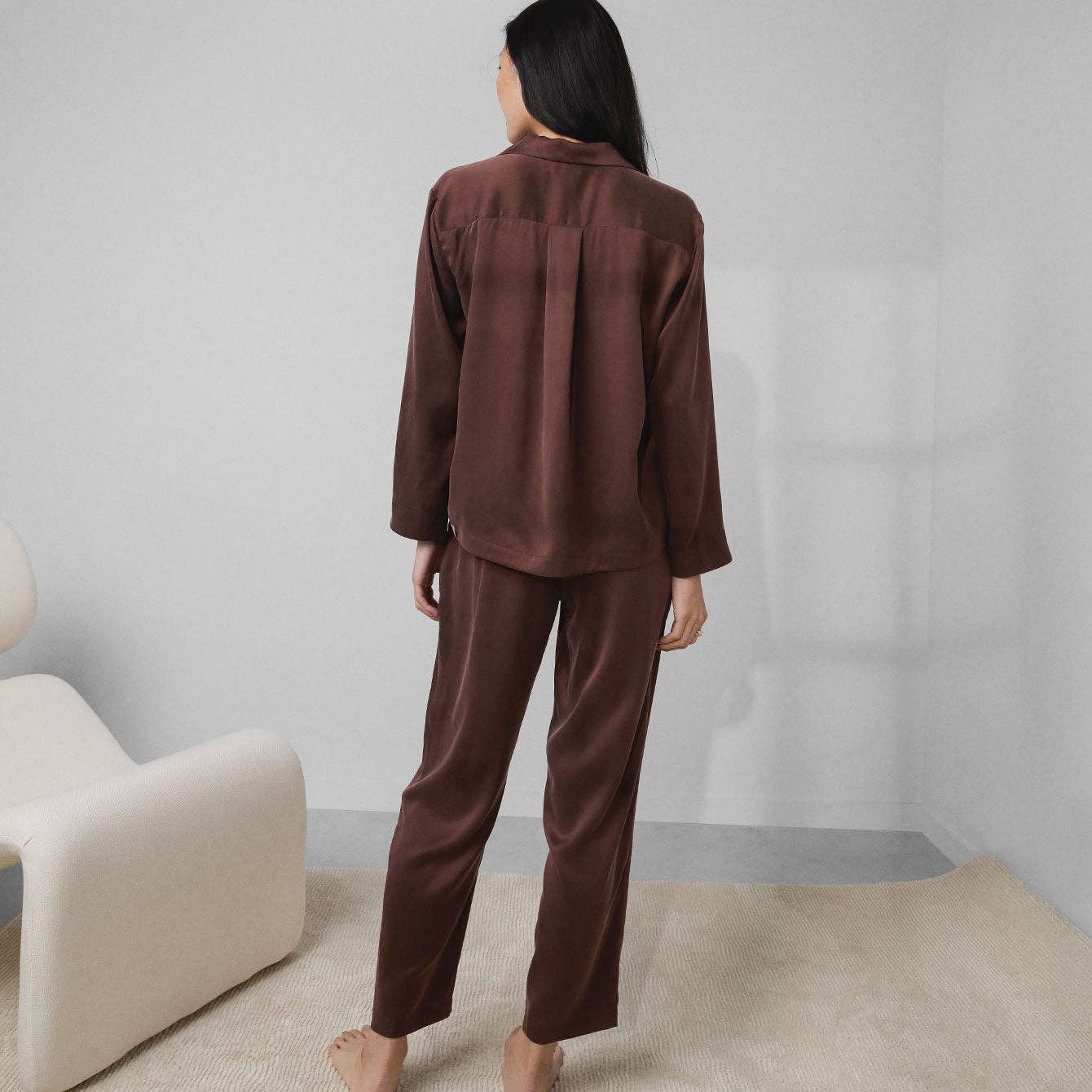 Silk Long Sleeve Pant Set