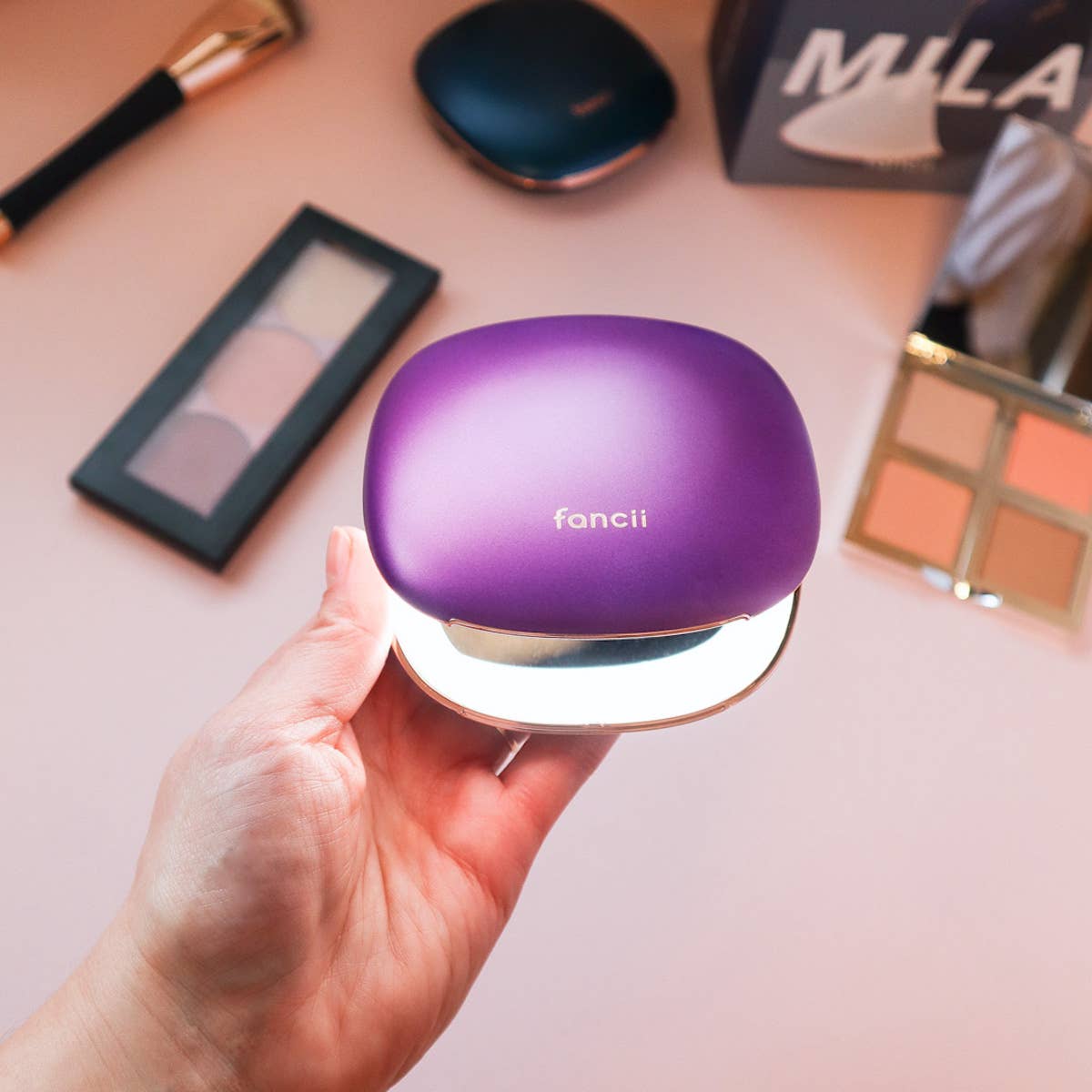 Mila Rechargeable Compact Mirror: Indigo Magic