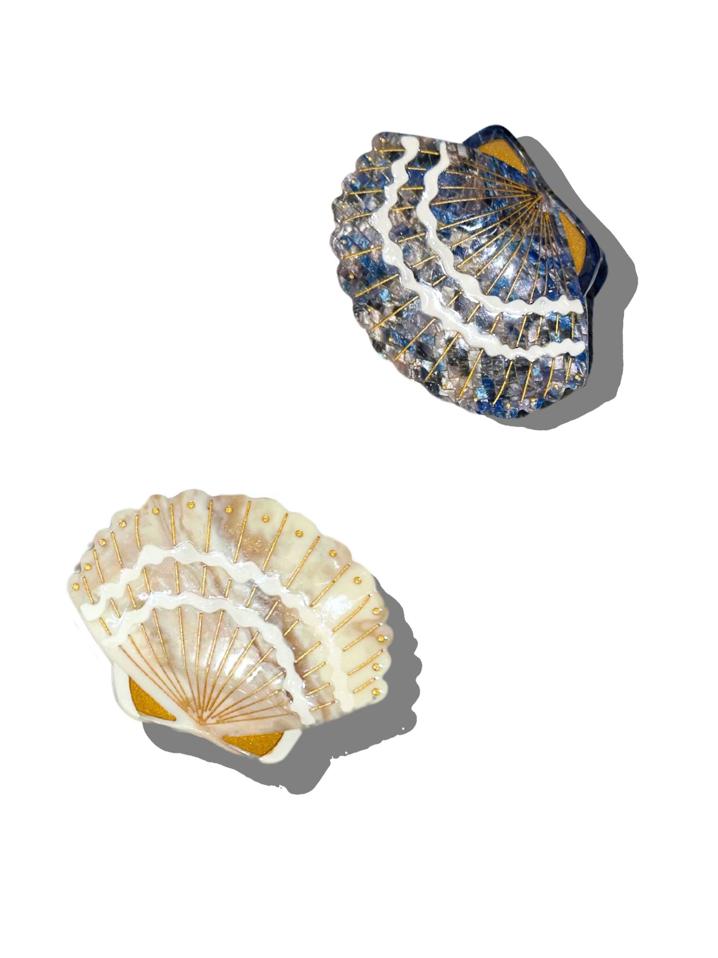 Hand-painted Seashell Claw Hair Clip | Eco-Friendly: Oyster Blue