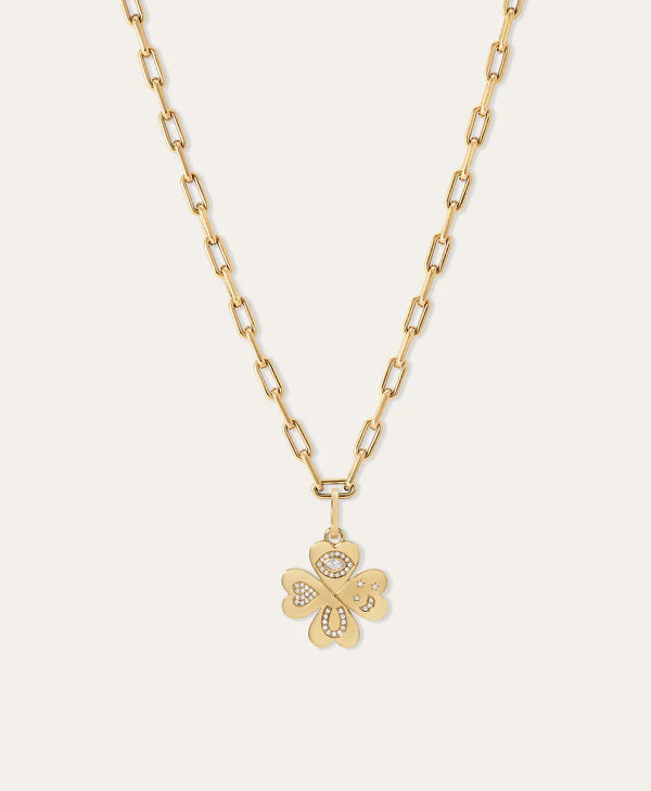 Good Luck Diamond Clover Hinged Charm
