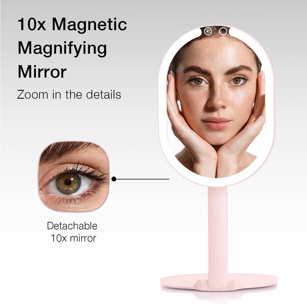 Sara Ultra Slim Foldable Lighted Travel Mirror: Pink