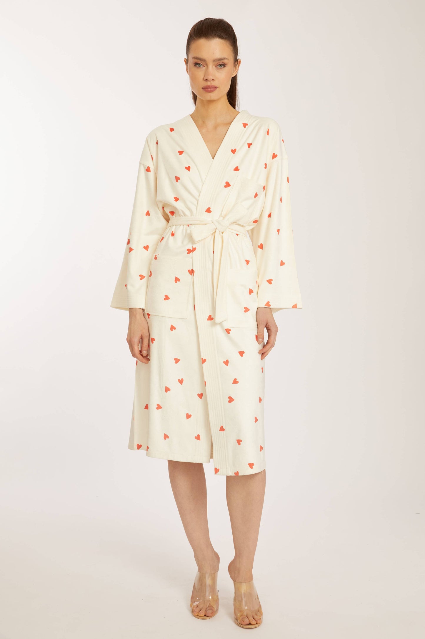 Je T'aime  Heart Print Long Robe