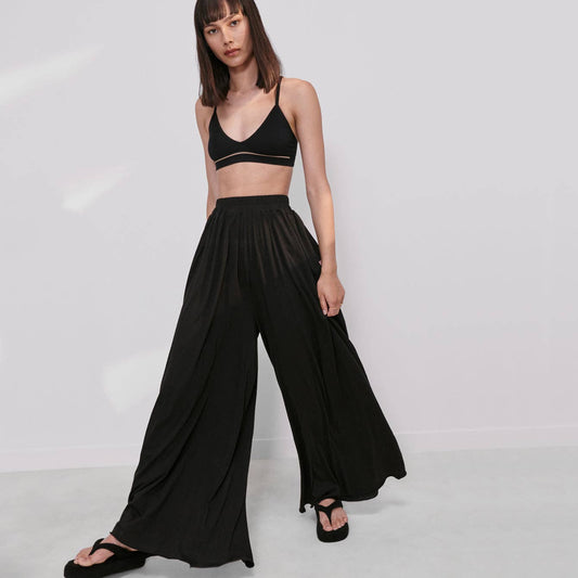 Wide Leg Pant:Black Medium