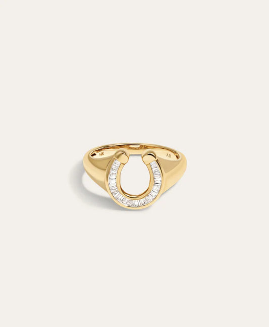 Baguette Horseshoe Signet Ring