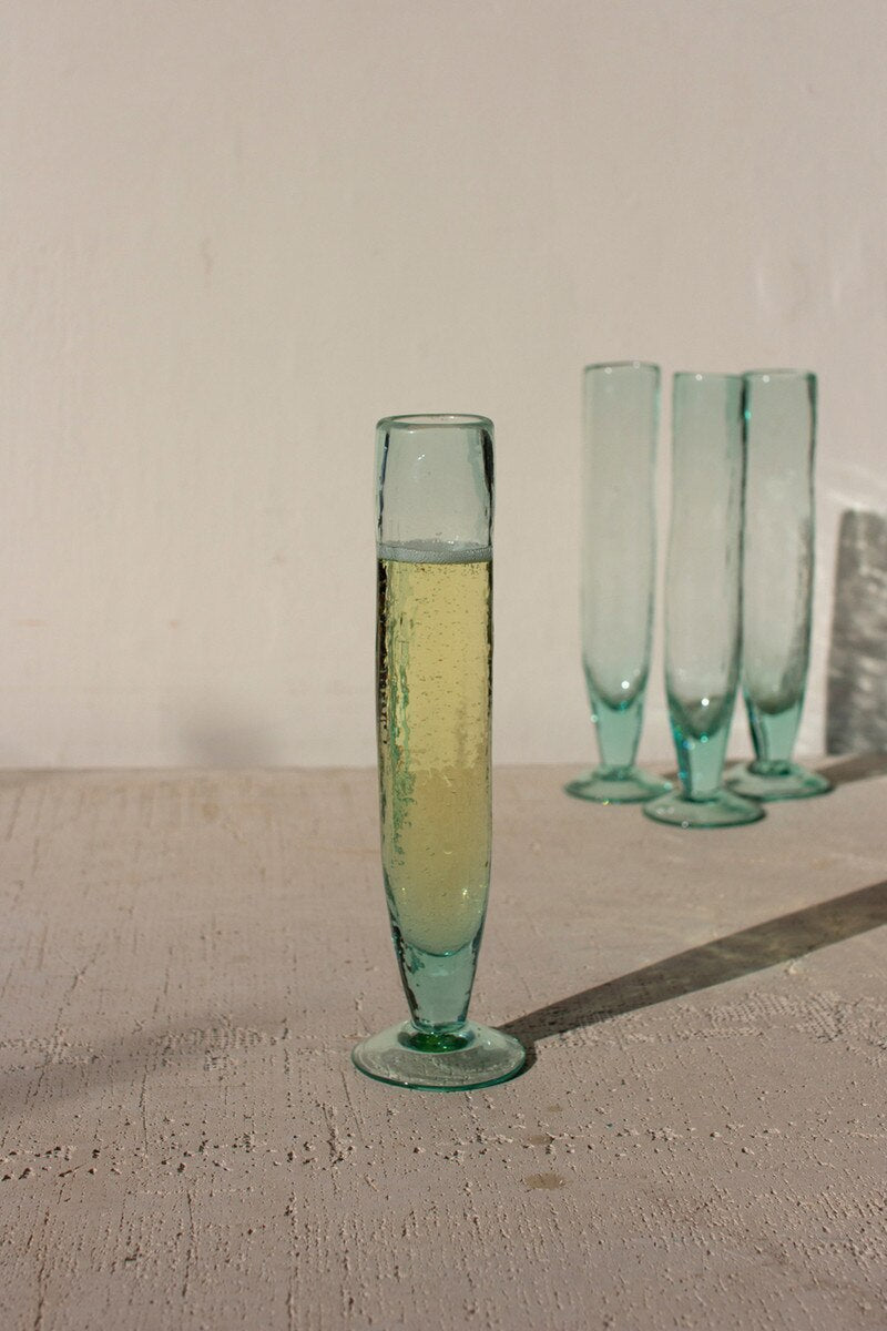 Champagne Flute Pair Green