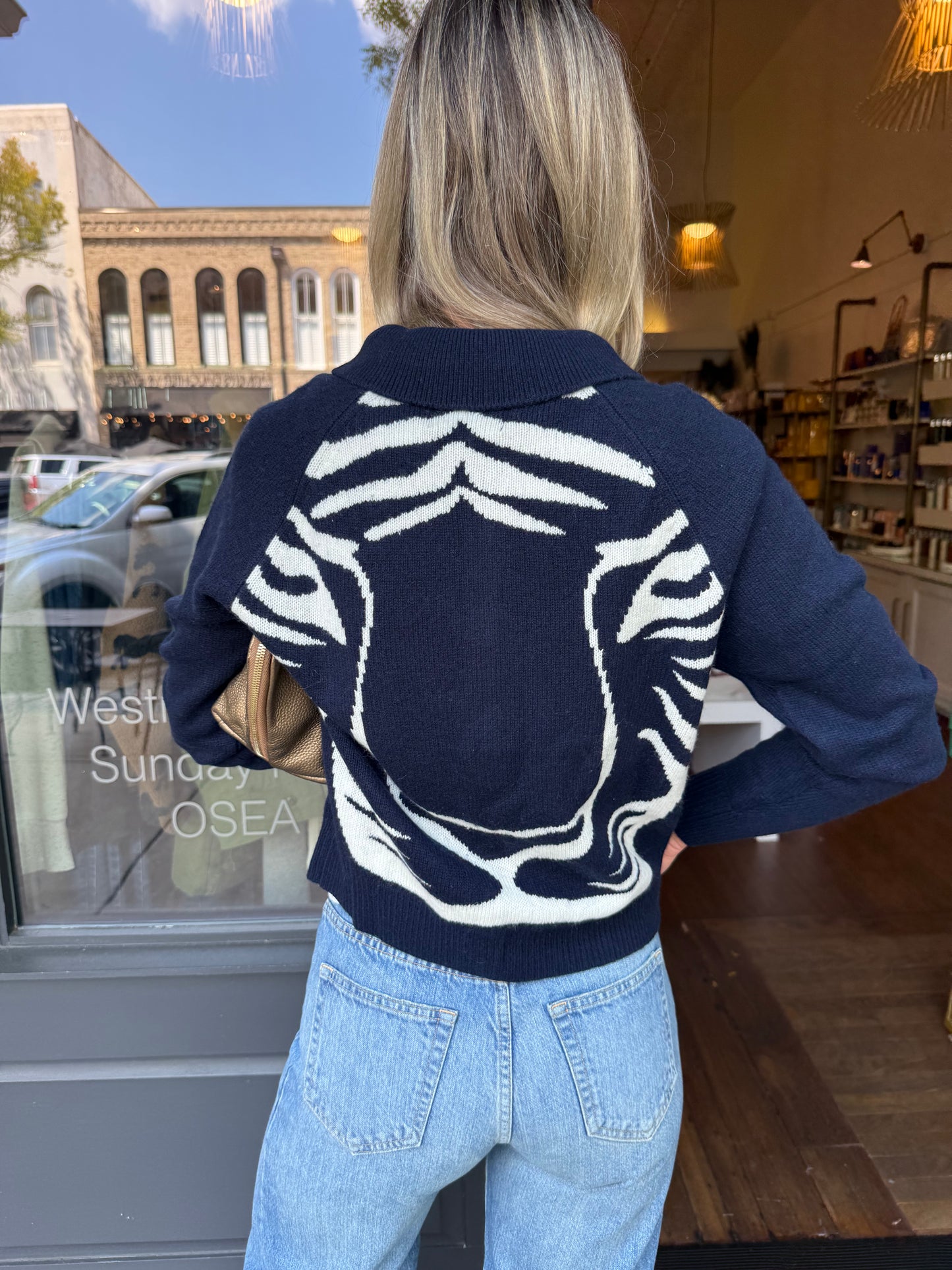 Tiger Zip Up-Navy