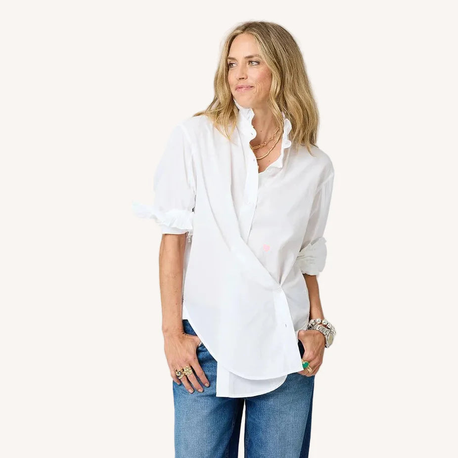 Mia Ruffle Shirt White