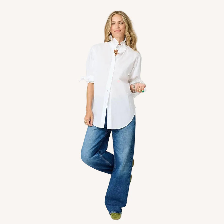 Mia Ruffle Shirt White