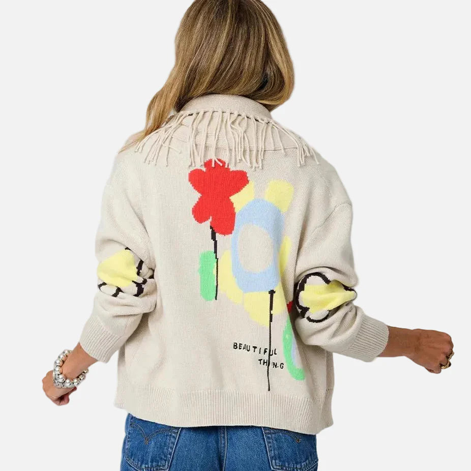 Fringe Shawl Collar Cardigan