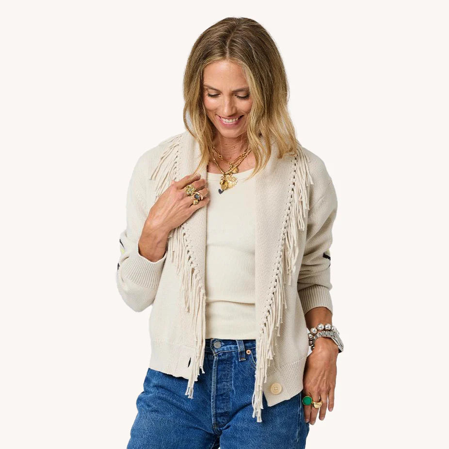 Fringe Shawl Collar Cardigan