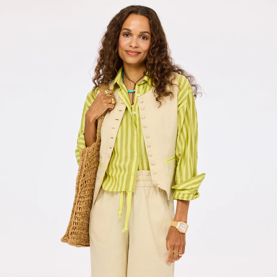 Tia Faded Stripe Shirt Cactus/Green