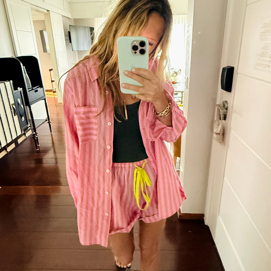 Mia Stripe Shirt Palm Pink