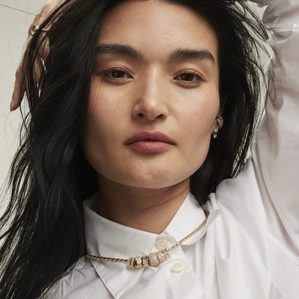 Diamond Prong Set Baguette Big Bead