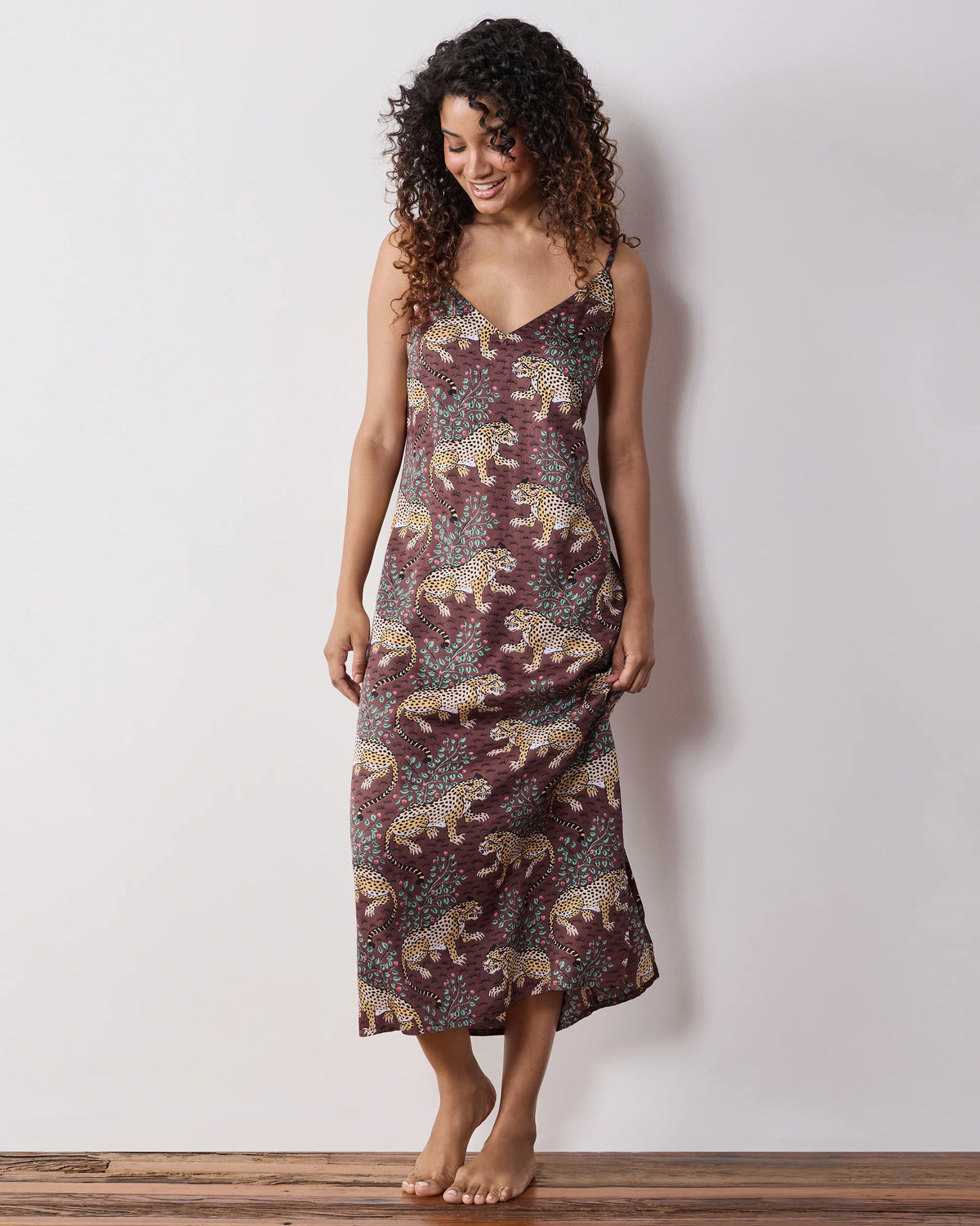 Bagheera Satin Nightie in Raisin