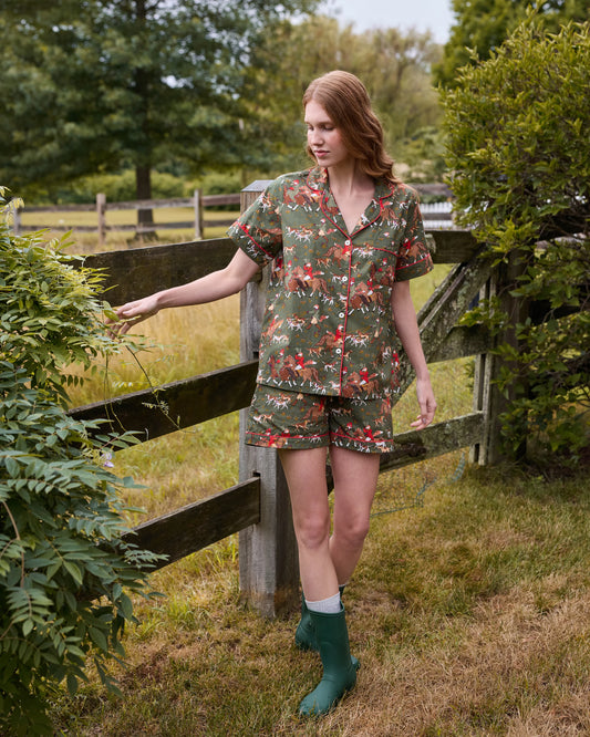 Short PJ Set in Fox Hunting
