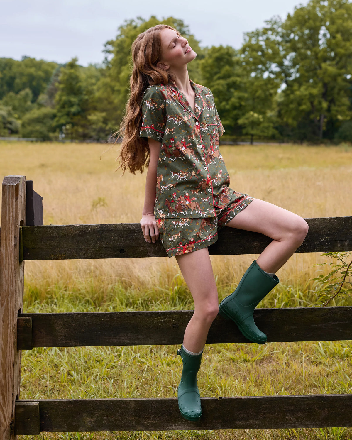 Short PJ Set in Fox Hunting