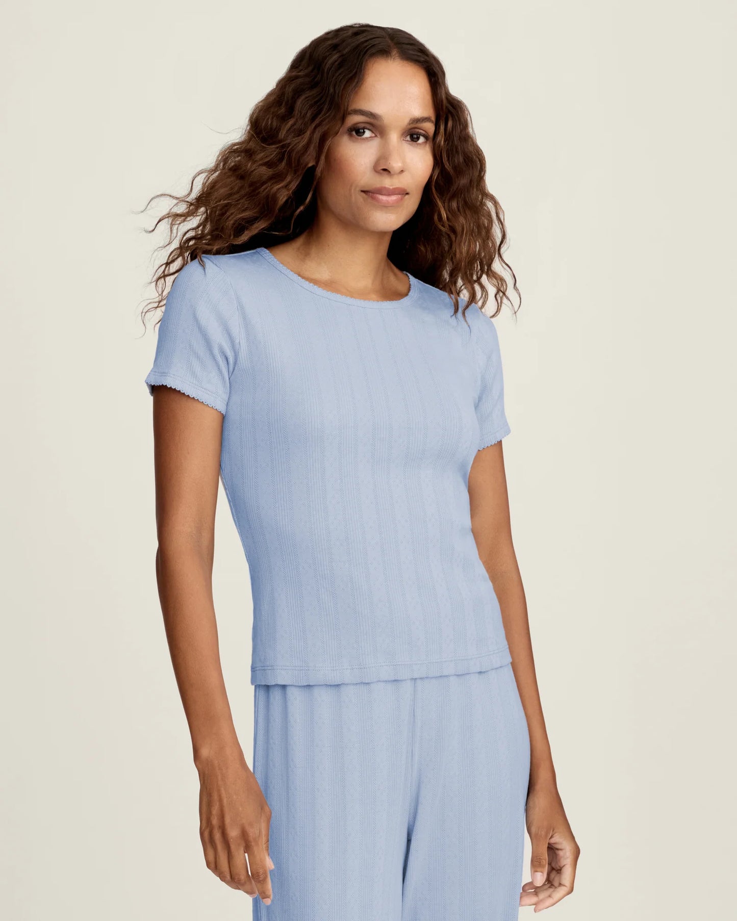 Pointelle T-Shirt Periwinkle