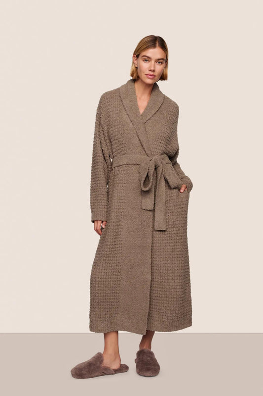 Boucle Waffle Robe- Deep Taupe
