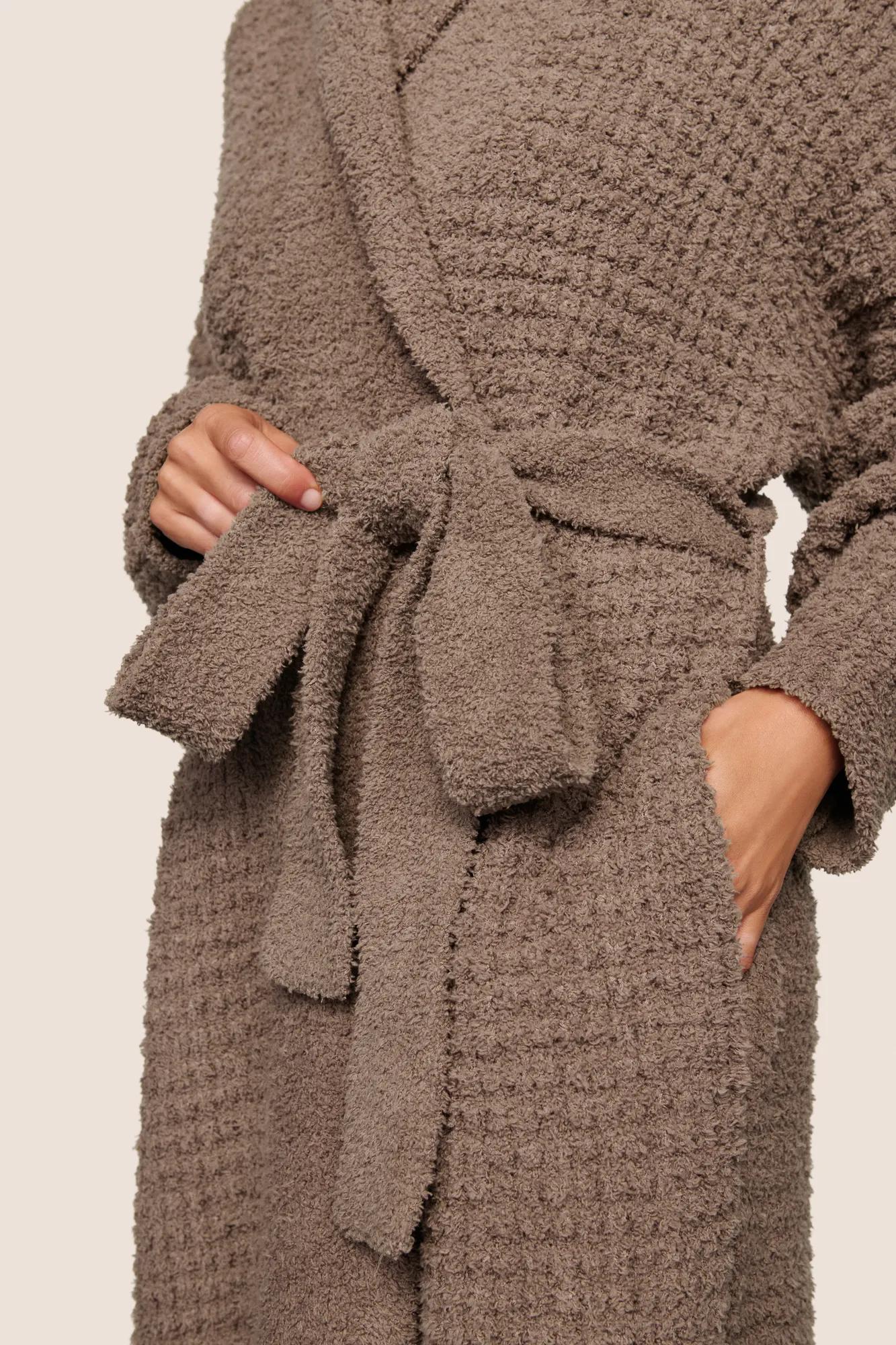 Boucle Waffle Robe- Deep Taupe