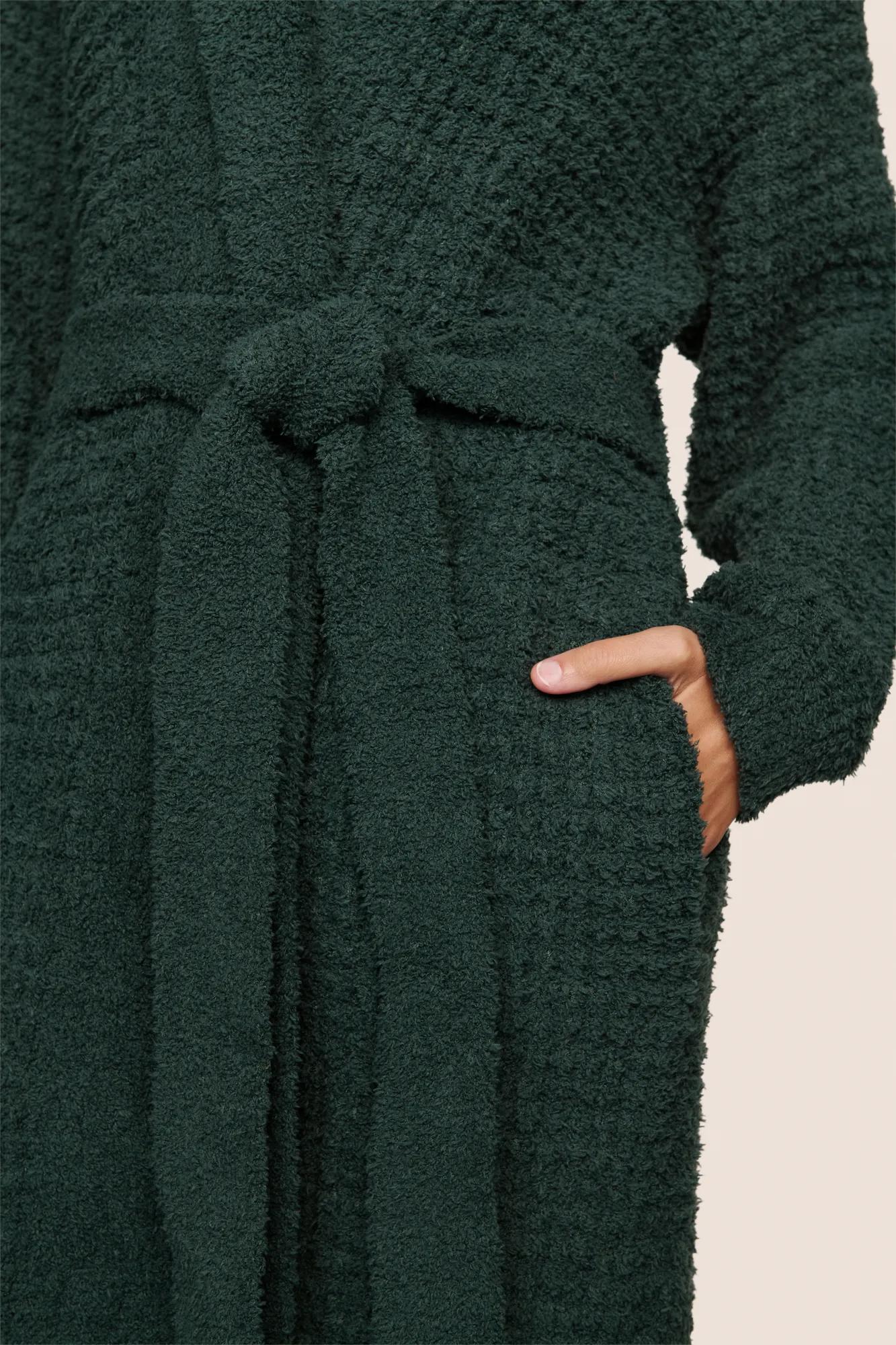 Boucle Waffle Robe-Pine