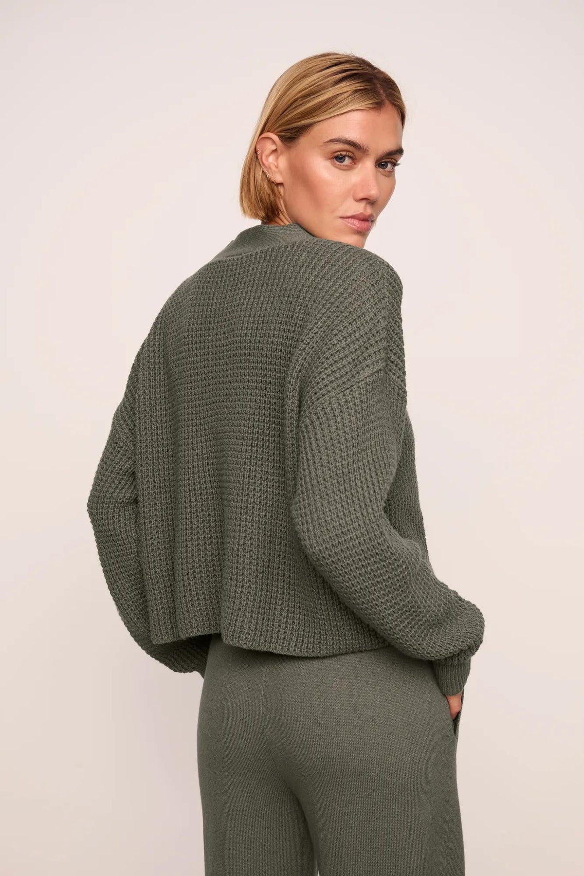 Cropped Cardi Sweater Smokey Olive
