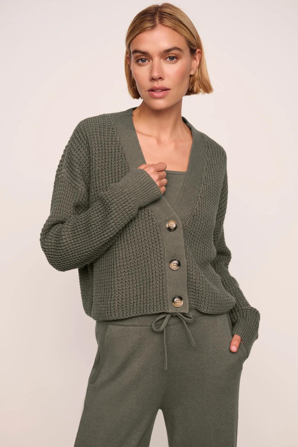 Cropped Cardi Sweater Smokey Olive