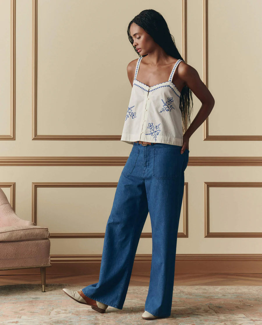 The Weekend Shirt W Hanky Embroidery-Cream