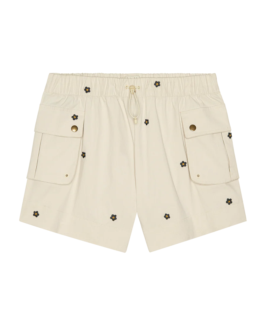 The Embroidered Cargo Short Cream
