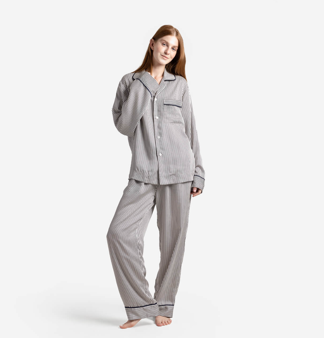 Silky Lyocell Long Striped PJ Set