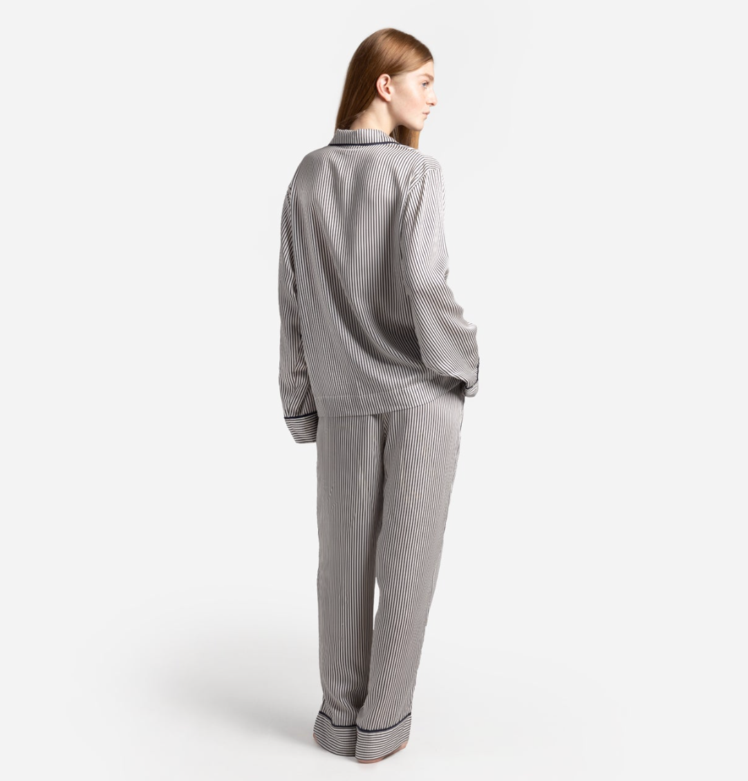 Silky Lyocell Long Striped PJ Set
