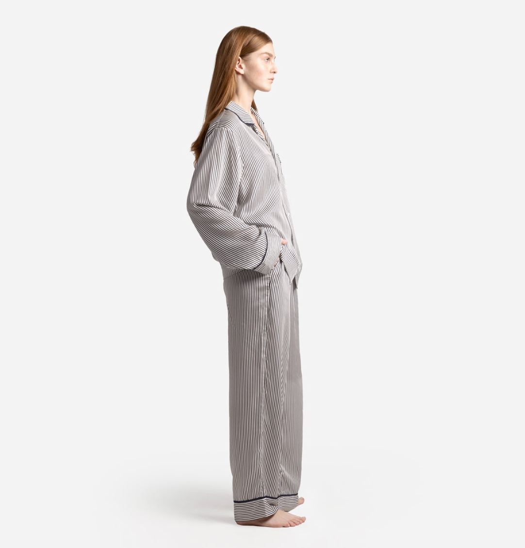 Silky Lyocell Long Striped PJ Set