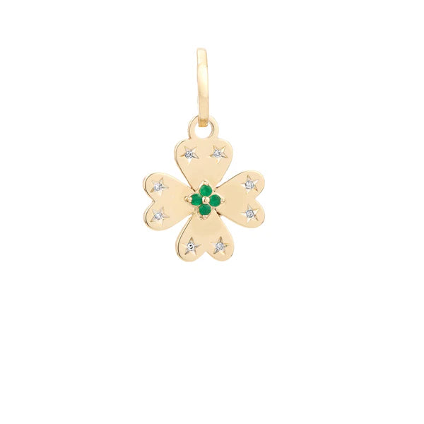 Emerald Diamond Clover Charm