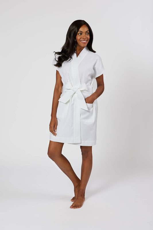 DINA COTTON ROBE: SM / White