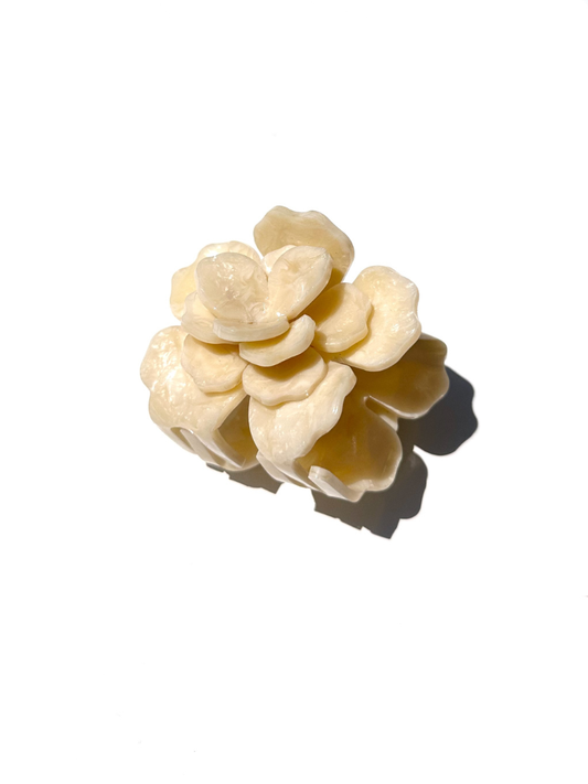 Handmade Origami Gardenia Flower Claw Hair Clip: Cream