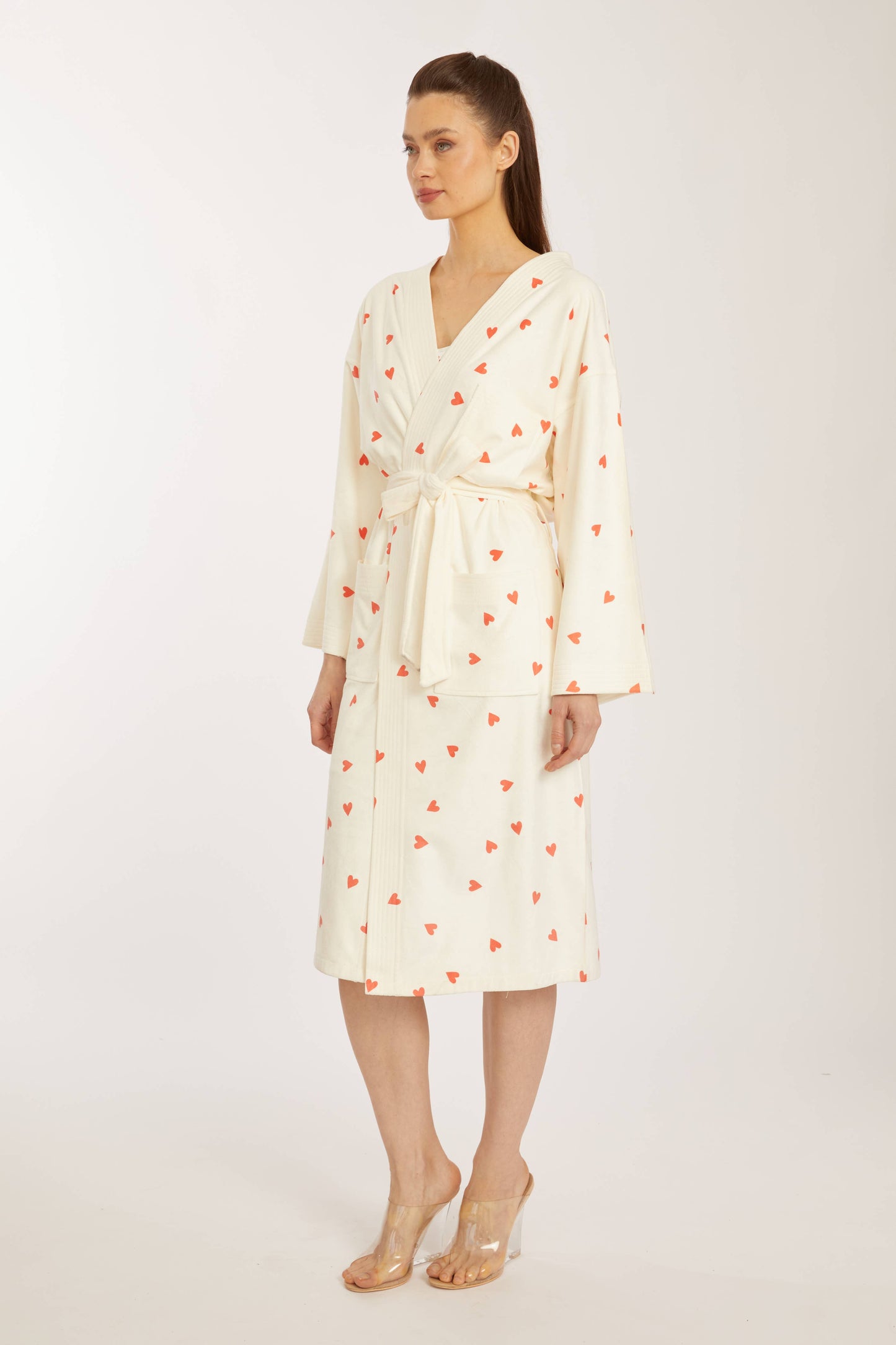 Je T'aime  Heart Print Long Robe