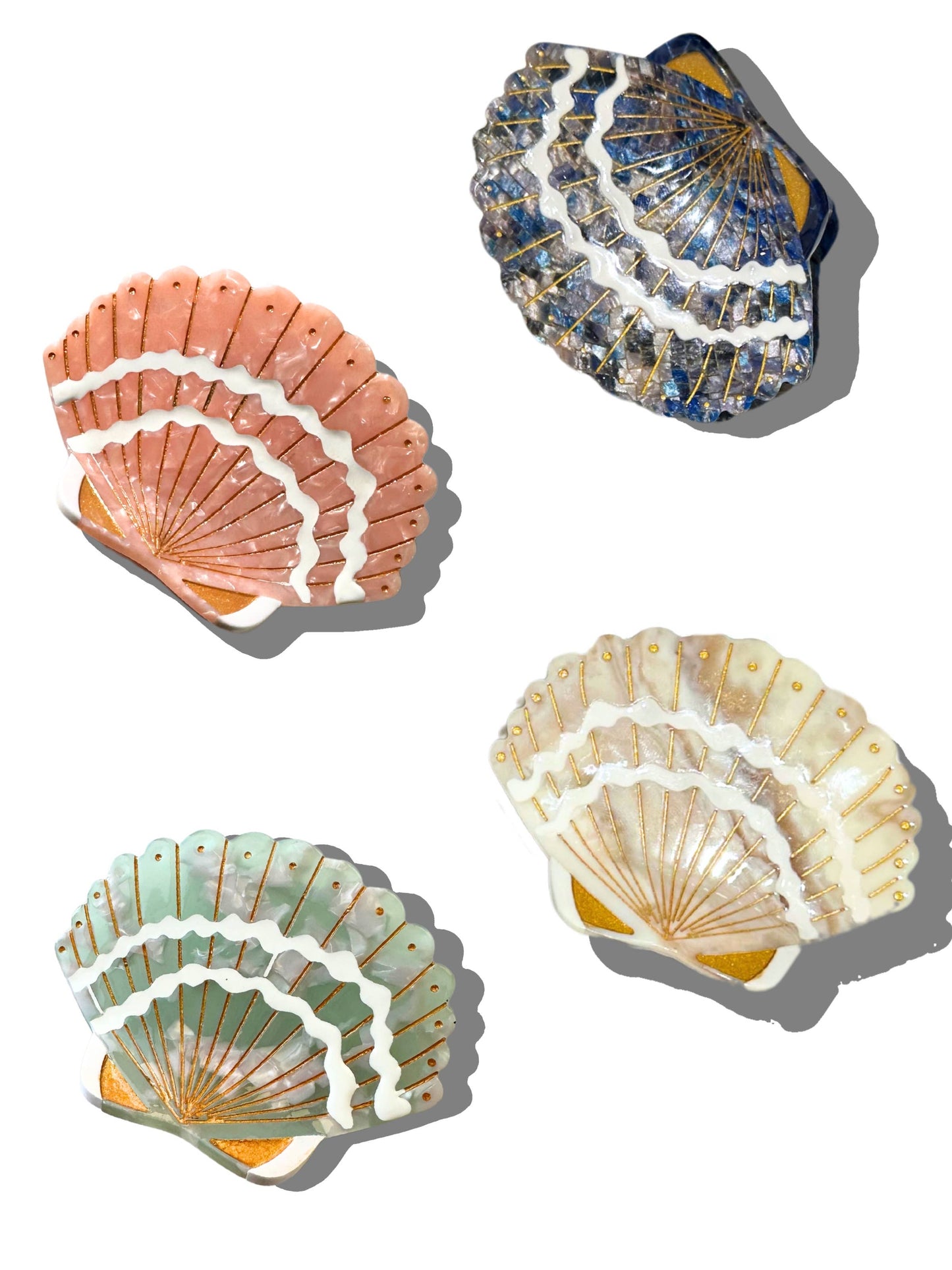 Hand-painted Seashell Claw Hair Clip | Eco-Friendly: Oyster Blue