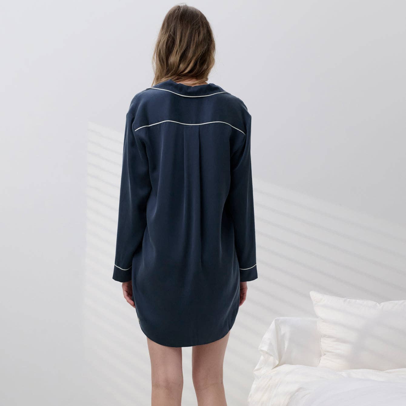 Washable Silk Sleep Shirt Dress M