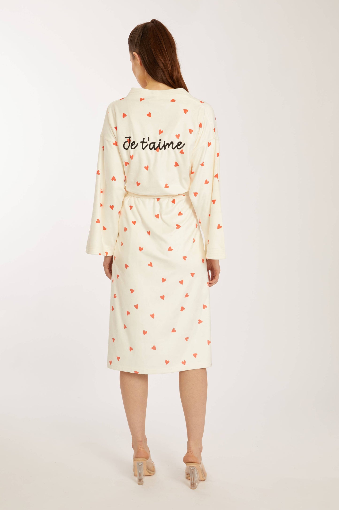 Je T'aime  Heart Print Long Robe